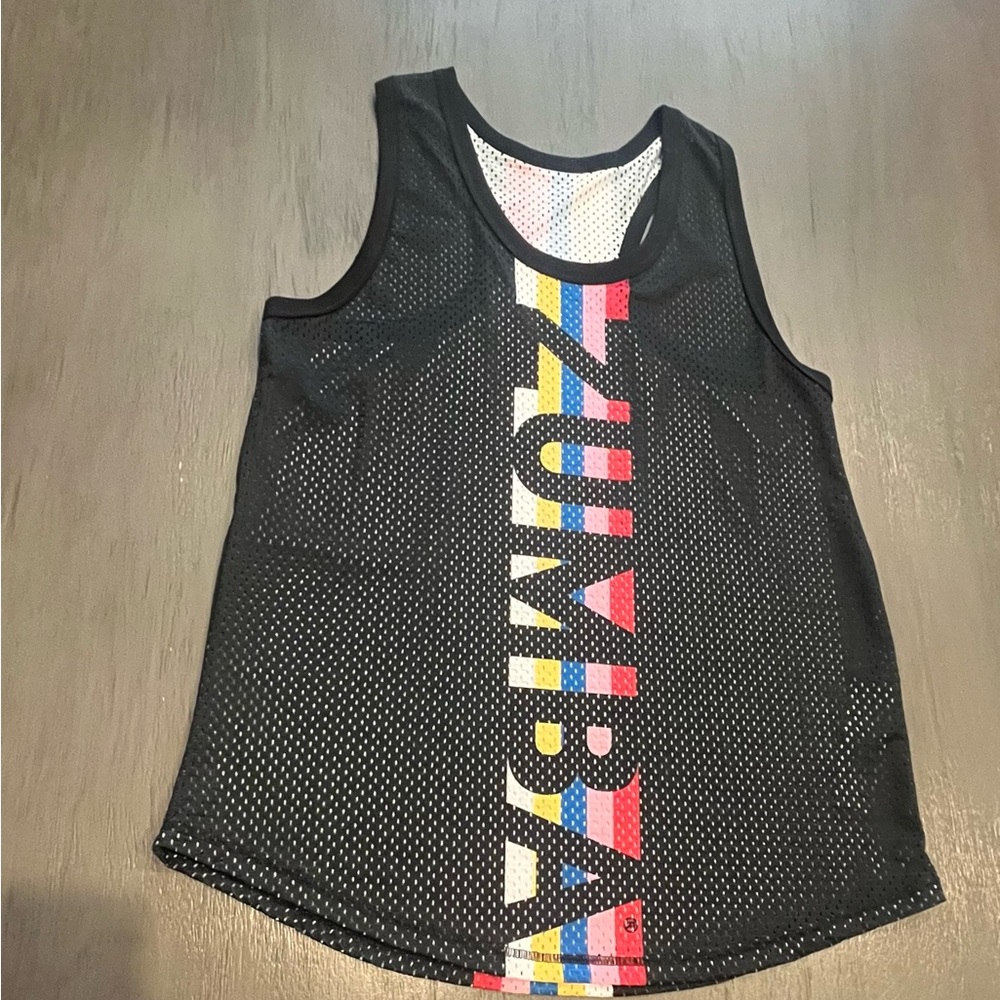 Zumba Fitness Black Mesh Tank with Multicolor Logo